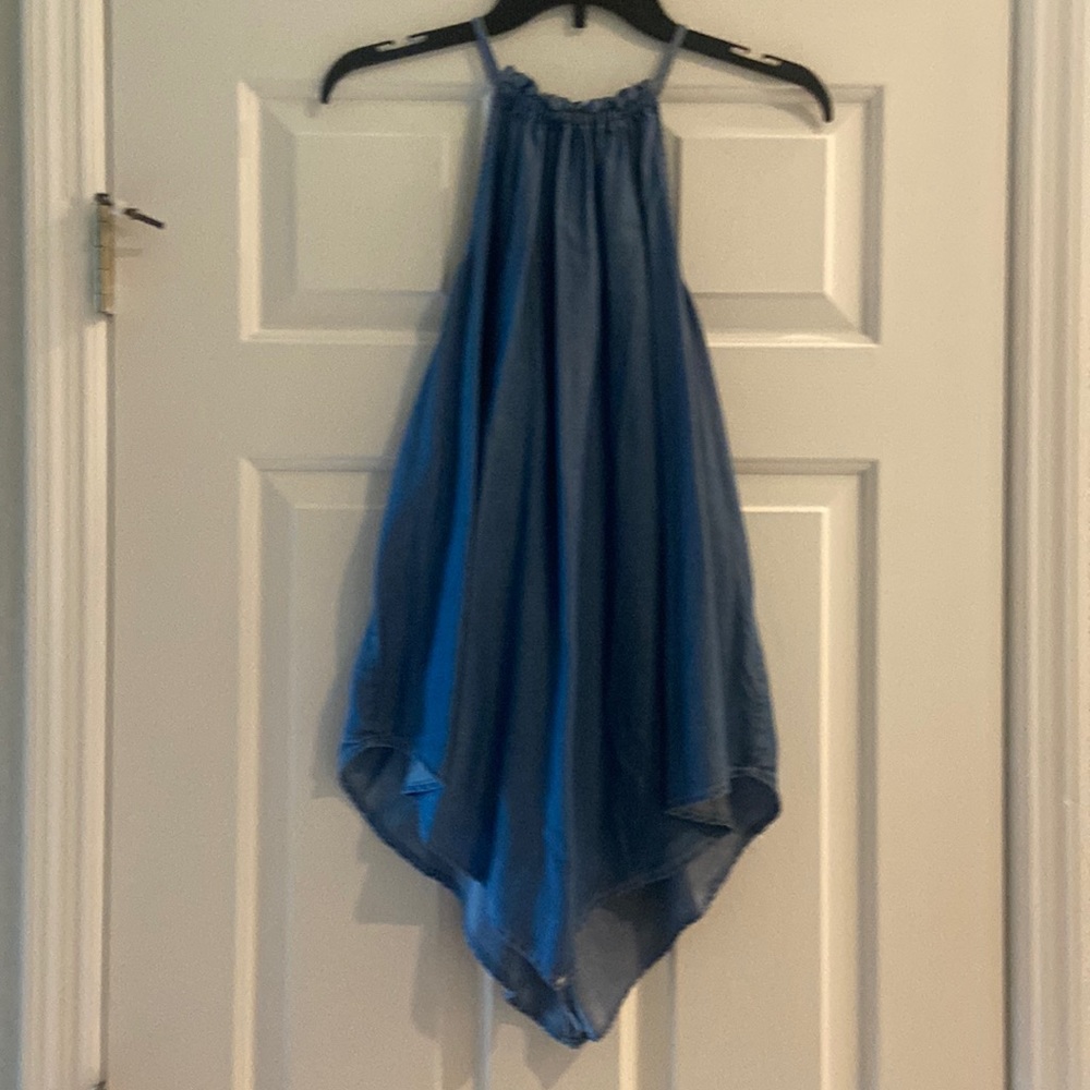 Maurices chambray denim long halter top